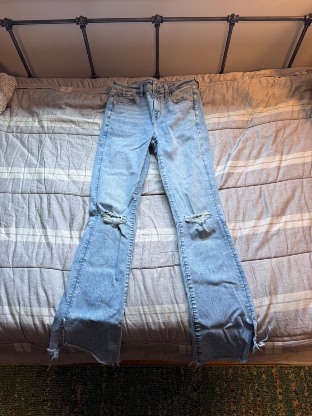 American Eagle Outfitters Light Wash Distressed Flare Jeans